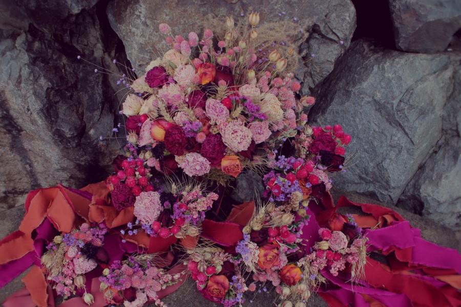 Wedding - dried flower bouquet, wheat bouquet, pink and orange bouquet, orange bouquet, rustic bouquet, autumn bouquet, peach bouquet, seedpod bouquet