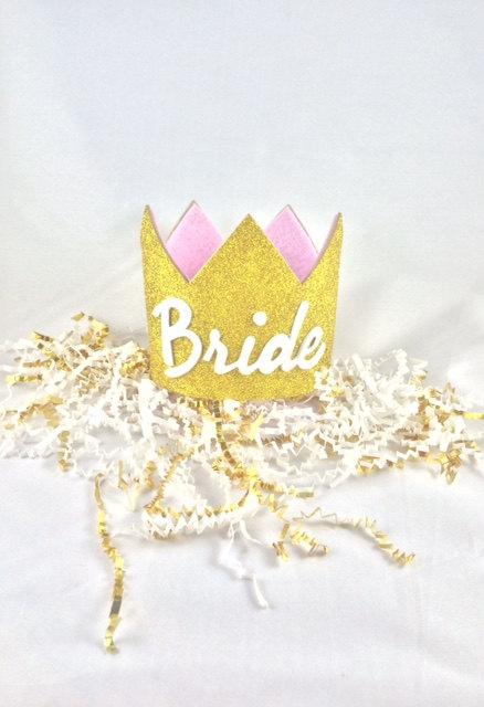 Wedding - Bridal Crown, Bride Crown, Bachelorette Crown, Glitter Crown, Queen Crown (Gold)