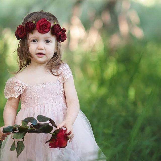 Mariage - RUE DEL SOL blush flower girl dress French lace and silk tulle dress for baby girl blush princess dress blush  tutu dress