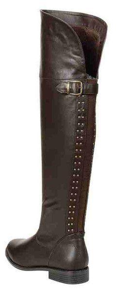 Wedding - Brown Over The Knee Riding Boots W/Stud Accents Up The Back