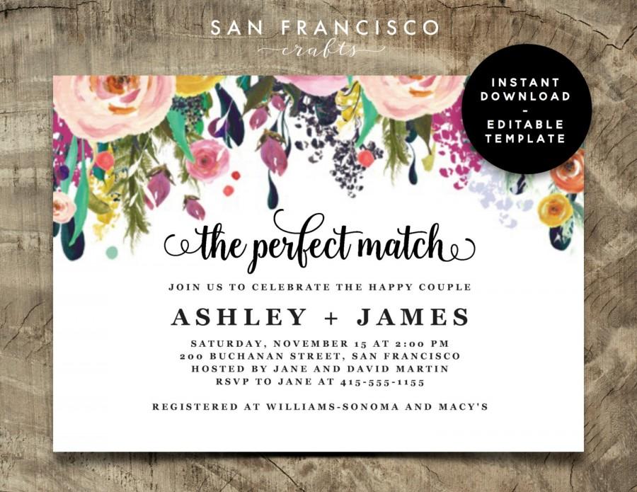 Wedding - Couples Shower Invitation - INSTANT DOWNLOAD 