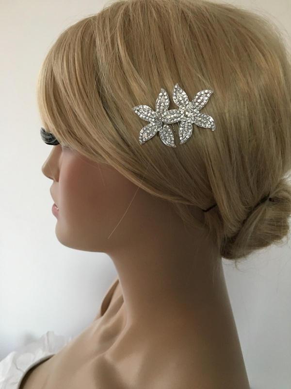زفاف - Wedding Hair Comb Floral Art deco hair comb Silver bridal haircomb Bridal Hair comb Wedding Hair accessory Crystal hair comb - $31.90 USD