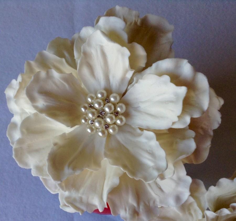 Wedding - Edible Sugar White Peony Flower Birthday Cake Topper Decoration
