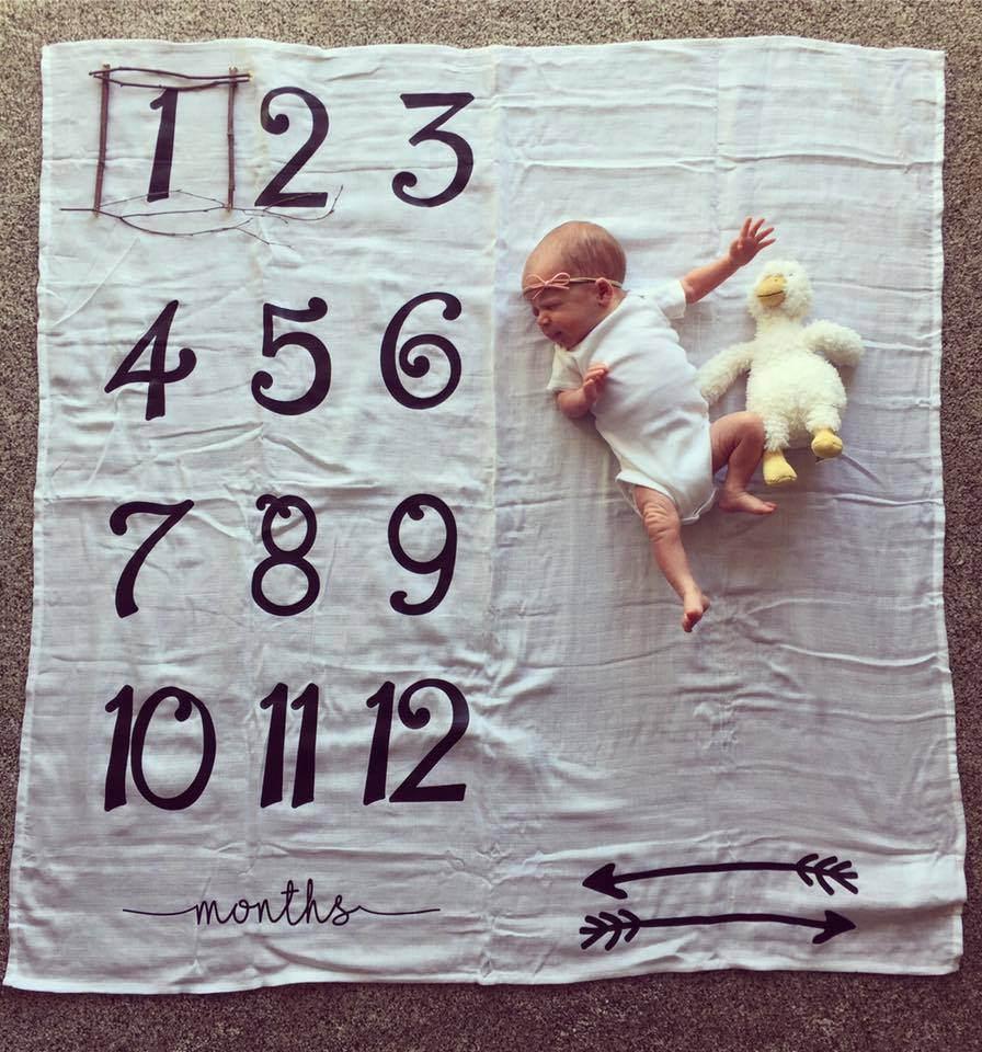Hochzeit - Baby's first year blanket with frame