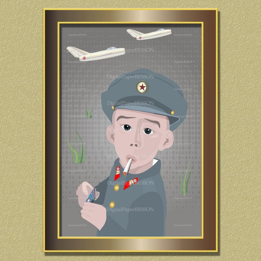 Свадьба - Military Wall Art, Young Soldier Uniform, Boy Illustration, army painting, оriginal home decor, military poster, fighter aircraft, gift  men