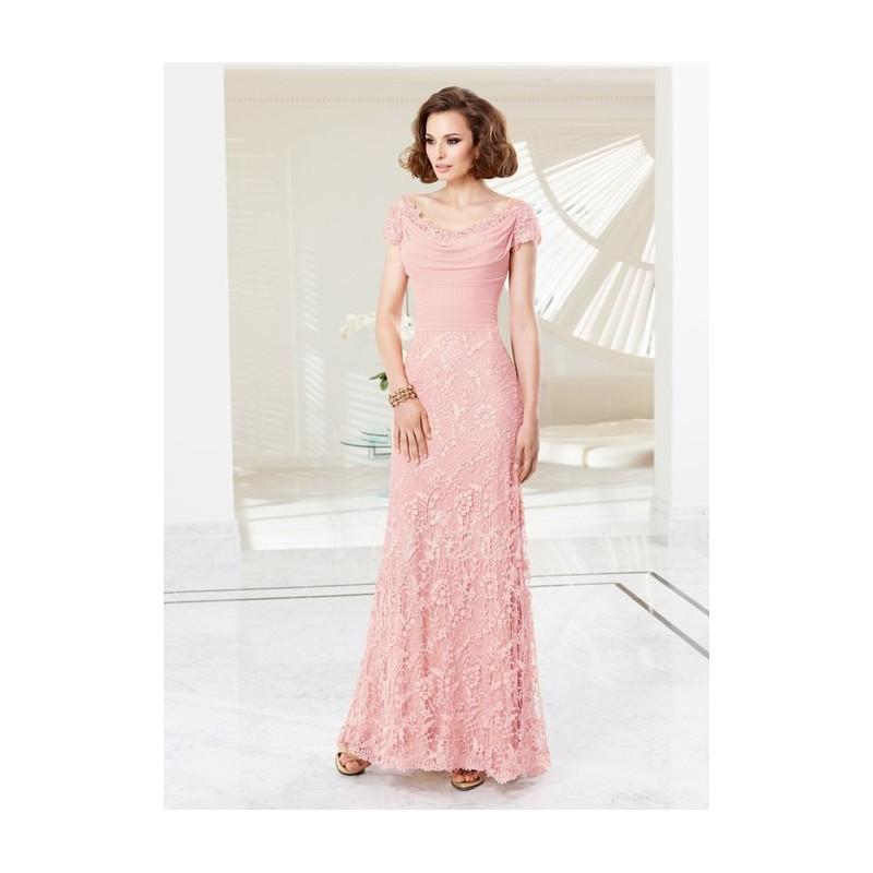 Mariage - Sheath/Column Scoop Neck Floor-Length Chiffon Lace Evening Dress With Ruffle - Beautiful Special Occasion Dress Store