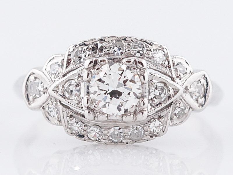 زفاف - Antique Engagement Ring Art Deco .33 Old European Cut Diamonds in Platinum