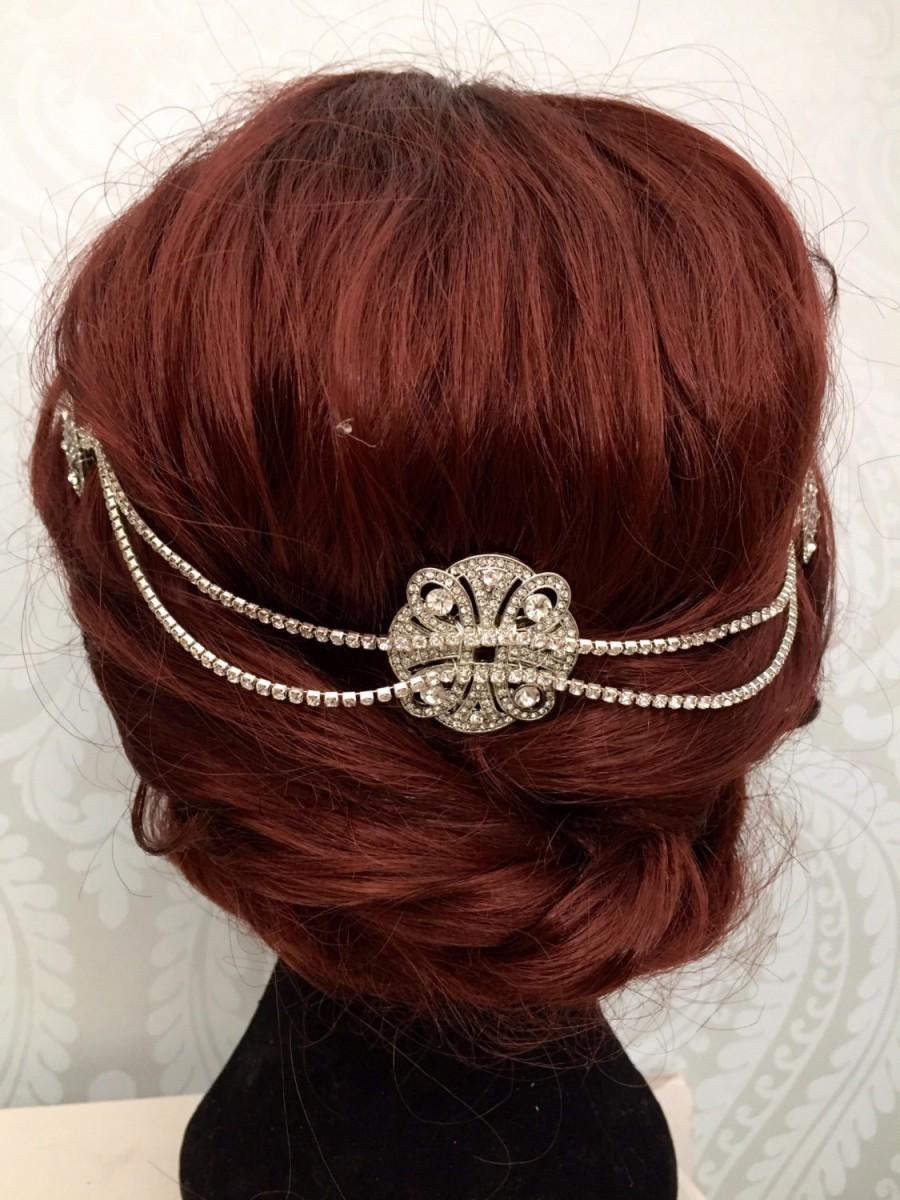 Hochzeit - Wedding hair chain - 1920s Wedding - Hair Jewelry- Hair Accessories - Bridal hair - Bo ho Head chain - Wedding Accessories - Celtic Celtica