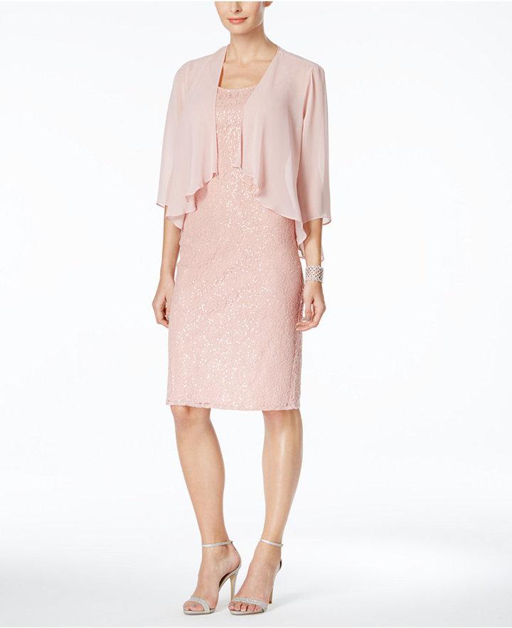 Mariage - SL Fashions Sequined Lace Sheath Dress & Jacket