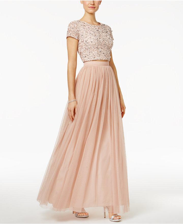 Wedding - Adrianna Papell 2-Pc. Sequined Tulle A-Line Dress