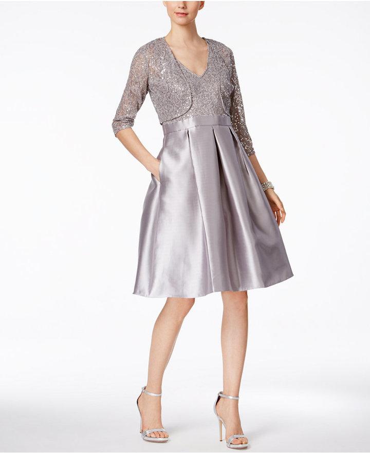Mariage - SL Fashions Taffeta Lace Fit & Flare Dress And Jacket