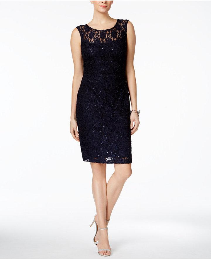 Wedding - Connected Sequined Lace Sheath Dress