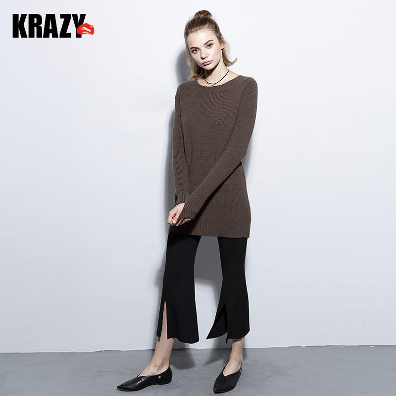 زفاف - Laid-back casual trousers slit design modified leg knit texture high waist wide leg pants women - Bonny YZOZO Boutique Store
