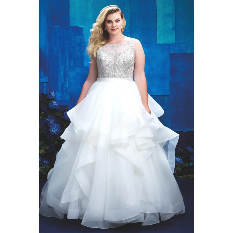 زفاف - Style W393 by Allure Women - Ivory  White Organza  Satin High Back Floor High  Illusion Ballgown Wedding Dresses - Top Design Dress Online Shop
