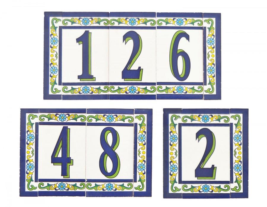 Wedding - TILE HOUSE NUMBER - Custom Ceramic Set Home Sign Address Spanish Traditional Personalized Enamel Plate Wall Plaque Made in Spain Letter Sign