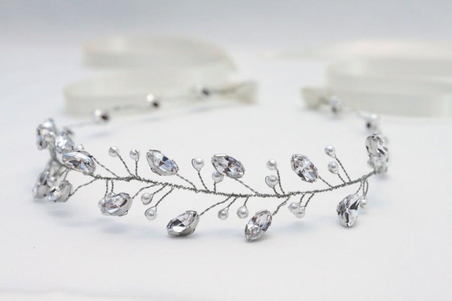 Свадьба - Crystal wired headpiece_Crystal bridal halo_Swarovski bridal headpiece_Swarovski crystal bridal hair vine