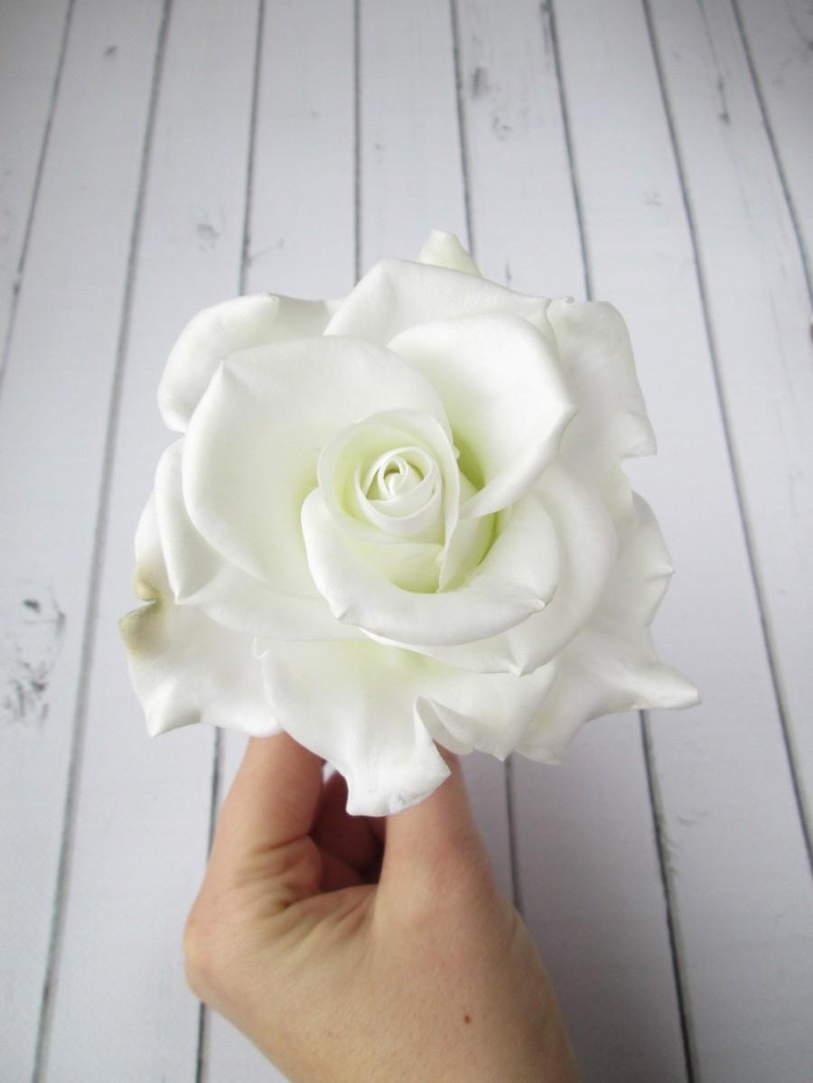 Mariage - White Rose Hairpin - Flowers hair pin accessories - Rose Hair Piece - Bride Hair Decoration Wedding Real Flower - Bridal hair embellishments
