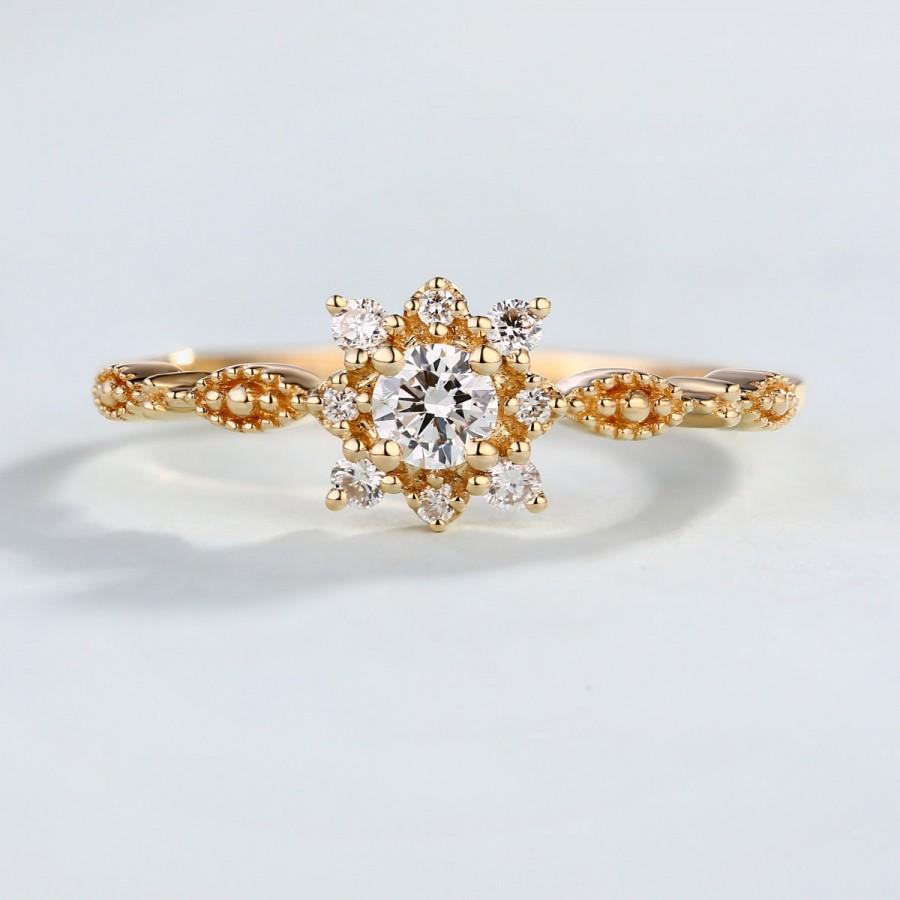 Wedding - Anniversary ring, Birthday Ring, Snowflake Diamond Engagement Ring, Cluster Ring, Flower Ring, Statement Rings, Promise Rings, Bridal Sets