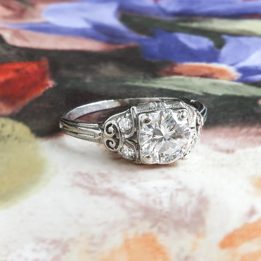 زفاف - Vintage Diamond Engagement Ring 1940's Retro Granat Bros. Old Transitional Cut Diamond Engagement Wedding Anniversary Ring Platinum