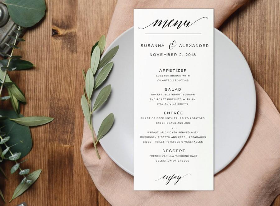 Hochzeit - Instant Download Printable Menu-Editable PDF-DIY Menu Template-Digital Calligraphy Template-Printable Wedding Menu-#SN013_M