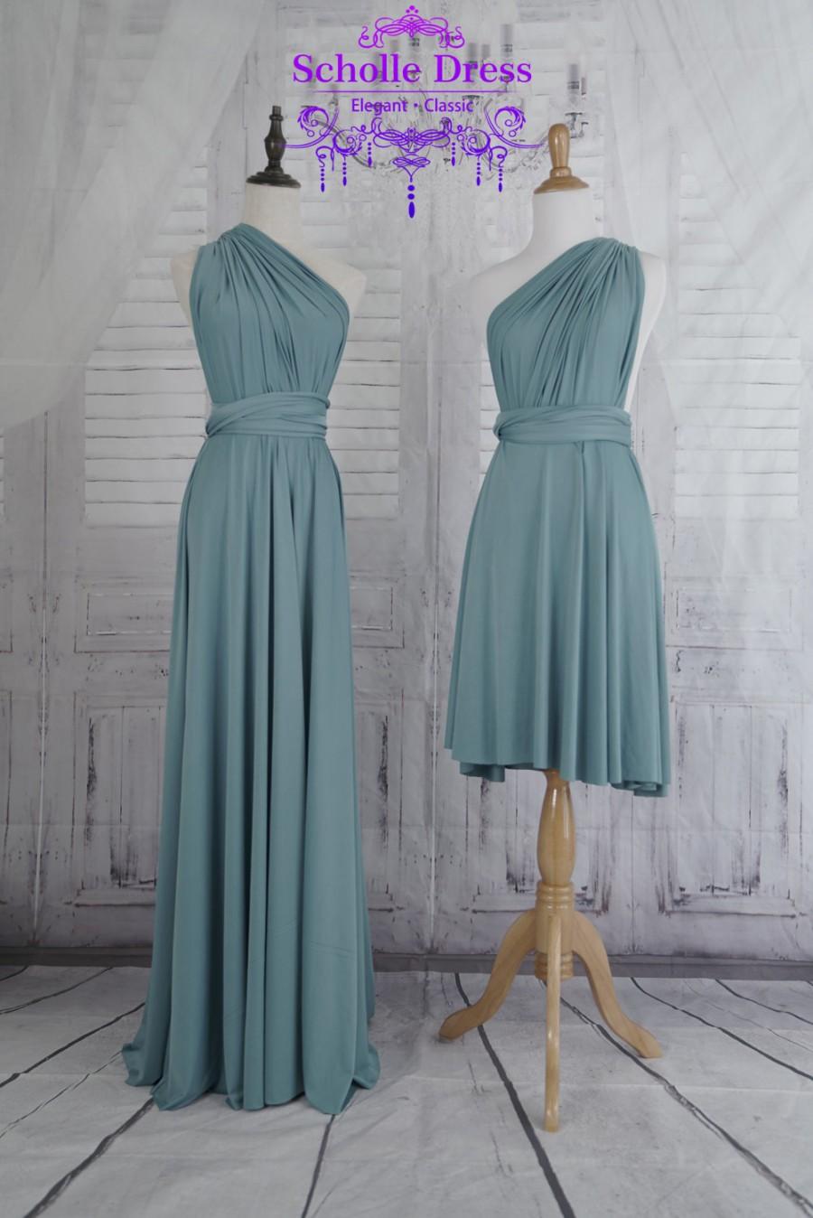 Hochzeit - long Infinity Dress Evening Dresses  Stone blue Bridesmaid Dress-B15#C15#