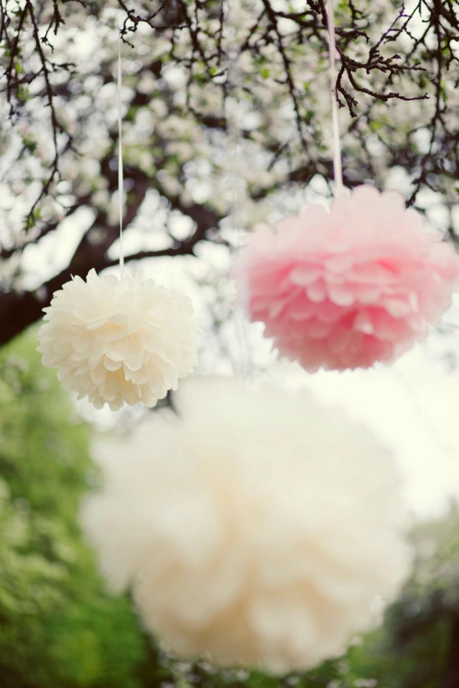 Wedding - 25 mixed size Tissue paper POM POMS - wedding party decorations -  - pick your colors from 64 shades - very fluffy