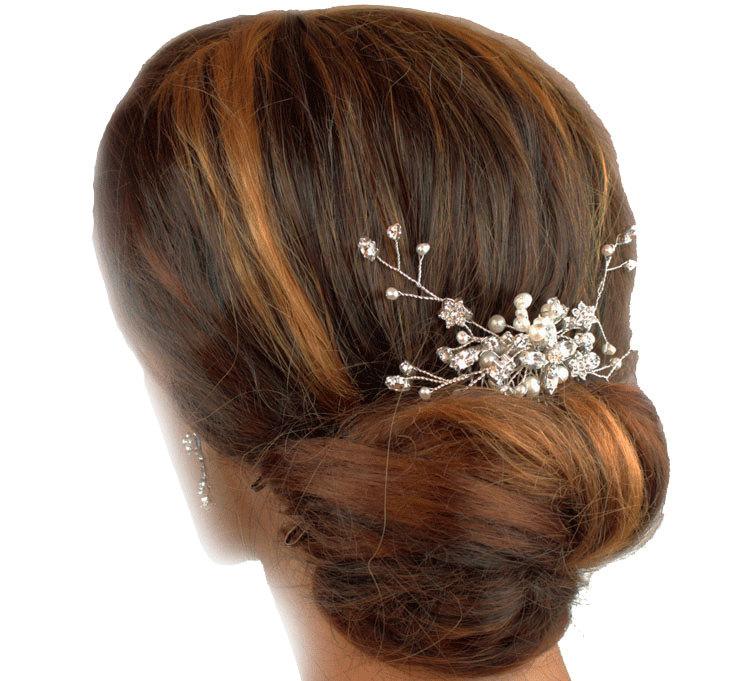 Mariage - Pearl Wedding Hair comb,, Hair Ornament, Bridal Hair comb, Haircombs for brides, Crystal Hair comb