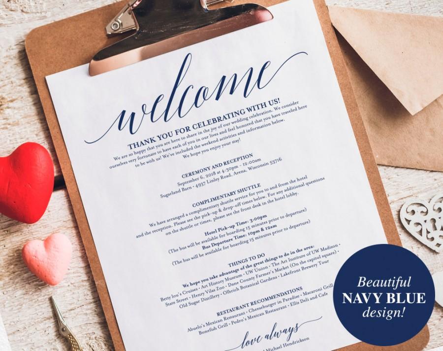 Свадьба - Navy Wedding Itinerary, Welcome Bag, Printable Itinerary, Welcome Letter, Favor, Blue Wedding Printable, PDF Instant Download #BPB320_53