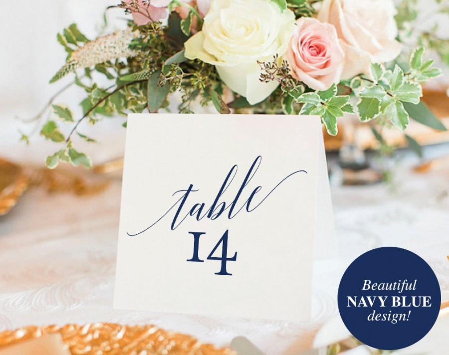 Hochzeit - Table Numbers Printable, Table Numbers Wedding, Table Number Template, Navy Blue Wedding Printable, Blue, PDF Instant Download #BPB320_7