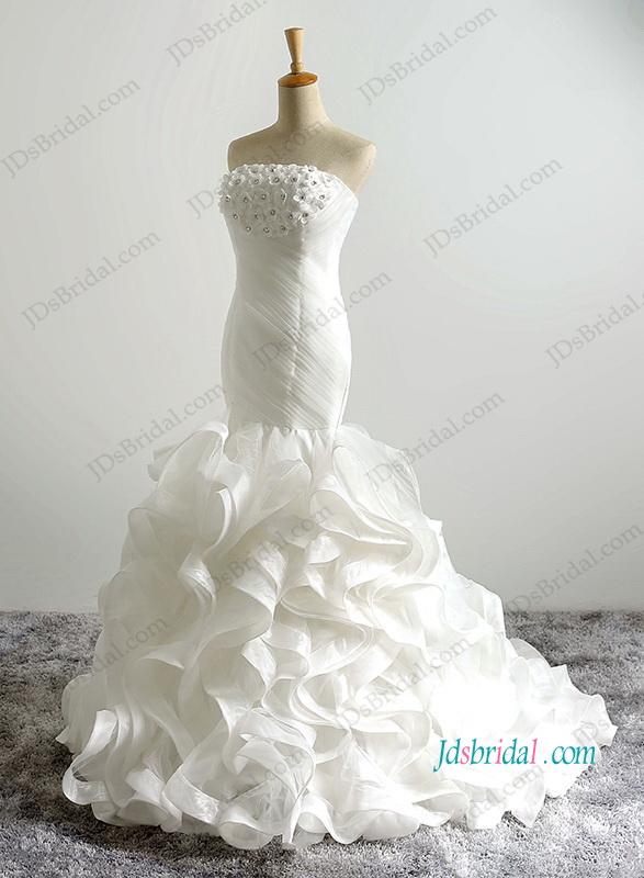 Wedding - H1204 Florals organza mermaid wedding bridal dress