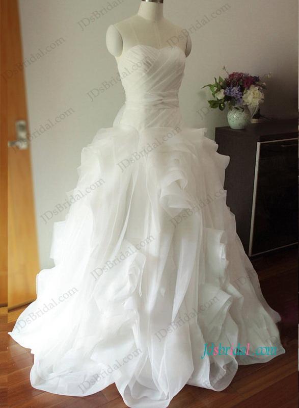 زفاف - H1205 Gorgeous draped organza ball gown wedding dress
