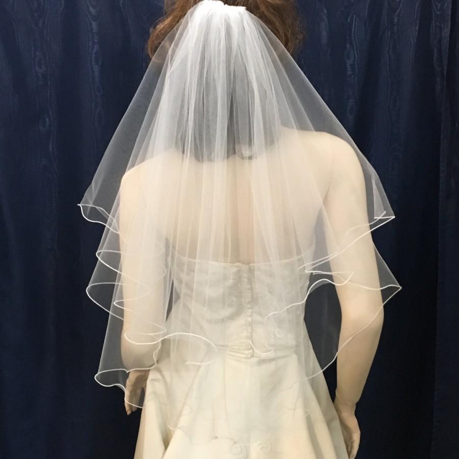 زفاف - 2 tier circle cut Elbow Length Ruffled Edge bridal veil