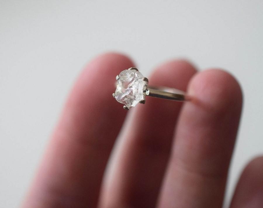 زفاف - Raw Diamond Ring Uncut Engagement Ring Sterling Silver Handmade Avello