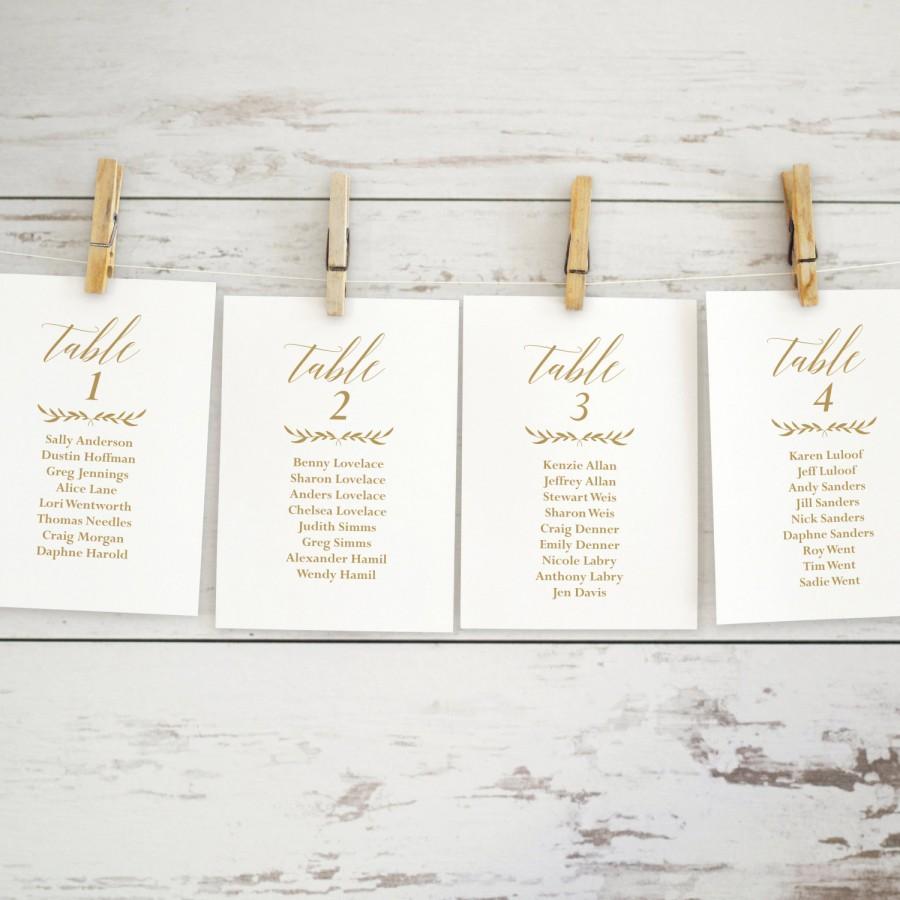 Свадьба - Gold Wedding Seating Chart Template, Editable Seating Chart Printable, 5x7 Wedding Seating Cards, Gold Wedding Decor, Rustic Wedding