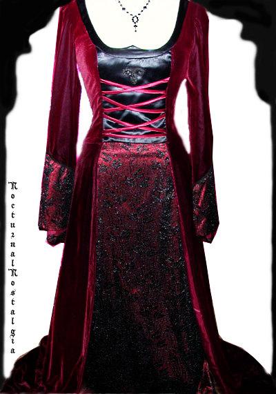 Mariage - Romantic Medieval Gothic Velvet Dresscoat Vampire Dress Custom  Made
