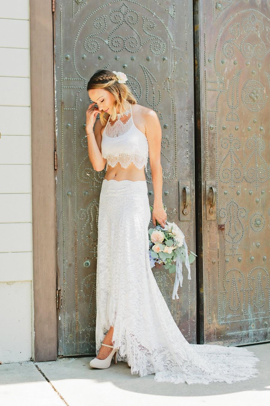 زفاف - SAMPLE SALE 50% OFF - Lace Wedding Skirt, French Lace and Chantilly Lace Bridal Skirt with Train