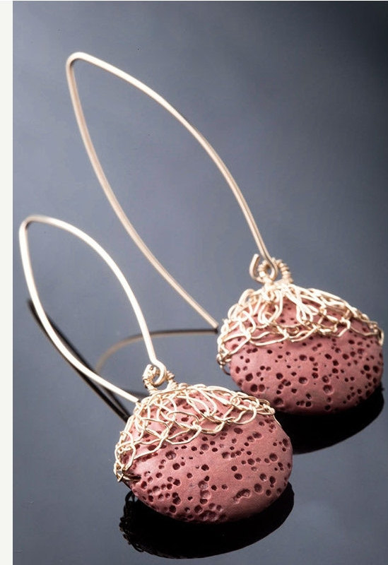Mariage - Cute summer earrings Gold Crochet Earrings, Dangle Earrings, Long Hook Earrings, Woman Handmade Jewelry, Fashion Accessories