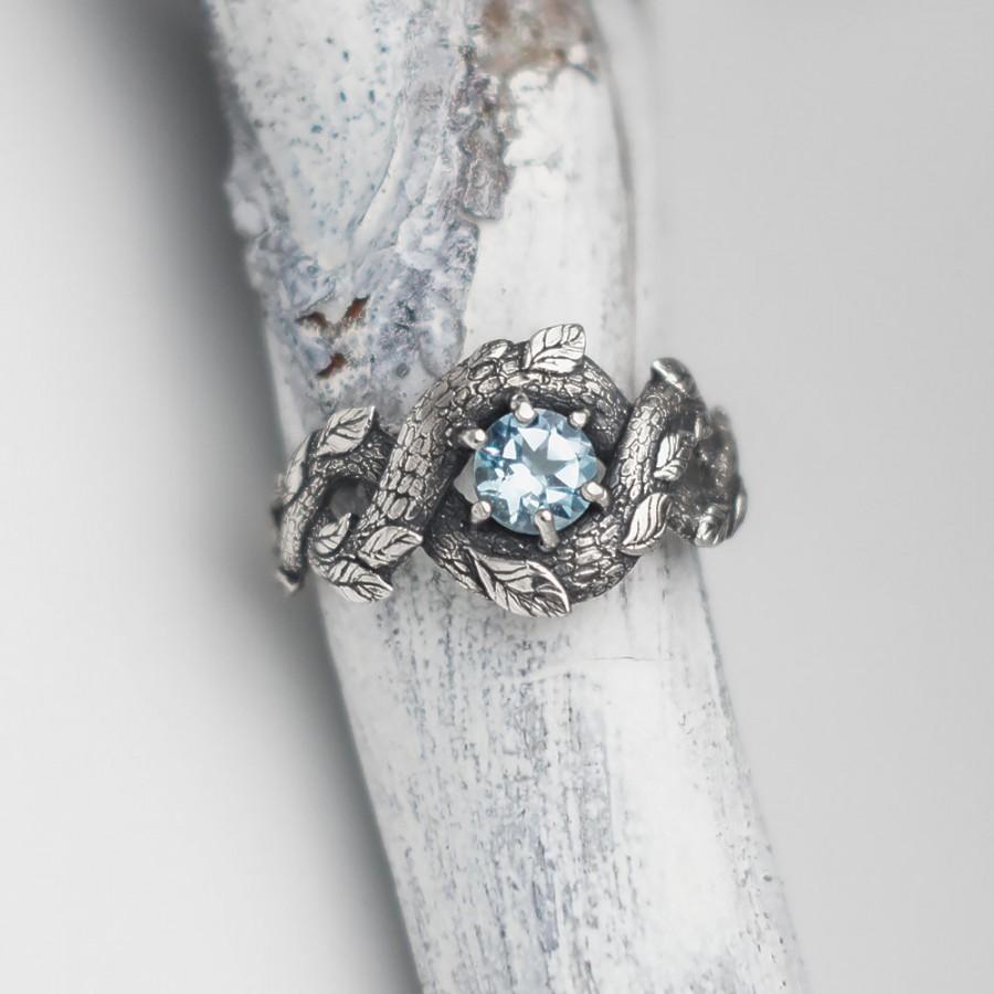 زفاف - Blue Dragon Ring, Nature Inspired Engagement Ring, Wedding Ring, Mermaid Jewelry, Dragon Scale Ring, Gem Stone, Sterling Silver Snake Ring