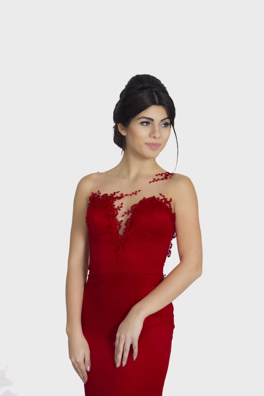 red designer cocktail dress