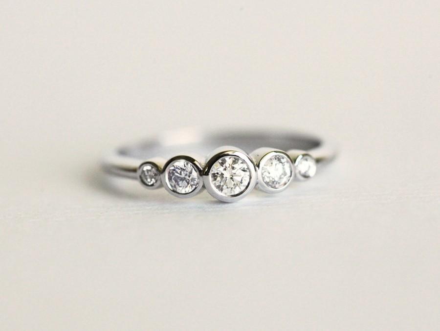 Hochzeit - Bezel Diamond Ring, Diamond Engagemet Ring, Bezel Engagement ring, White Gold Diamond Ring, Diamond Band