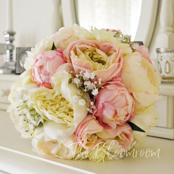 Hochzeit - Peony bouquet / Rose bouquet / Silk wedding flowers / Bridal bouquet / Silk wedding bouquet / Bridal flowers / Rose bouquet / Tahlia BB