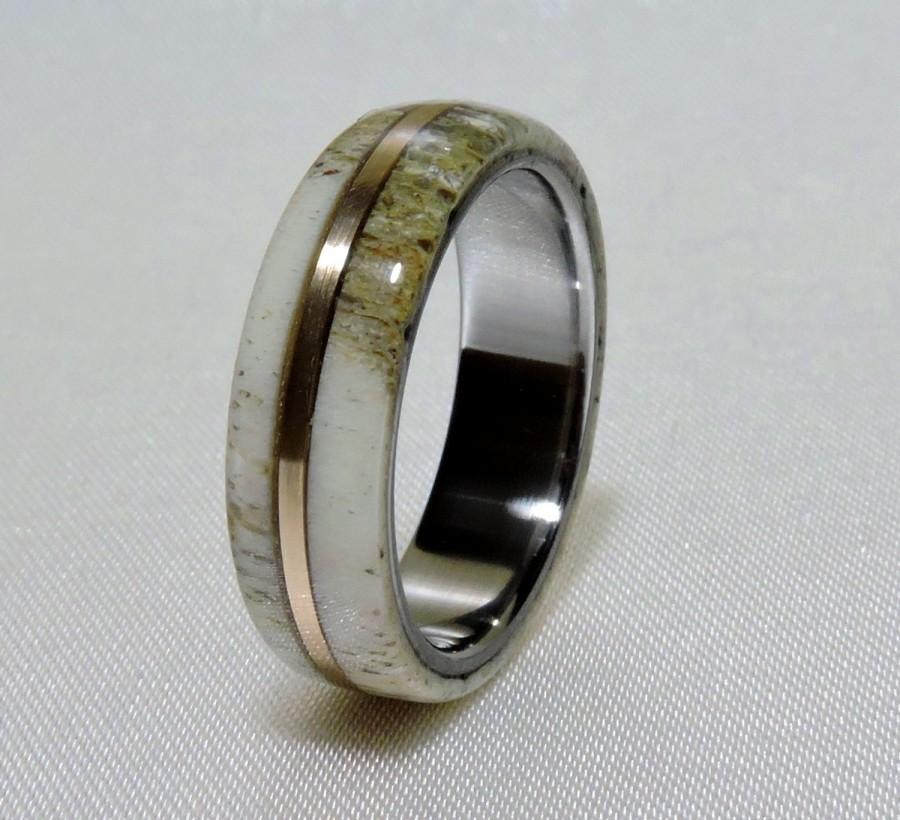 Свадьба - Deer Antler,Titanium Sleeve, Bronze Inlay, Ring Armor
