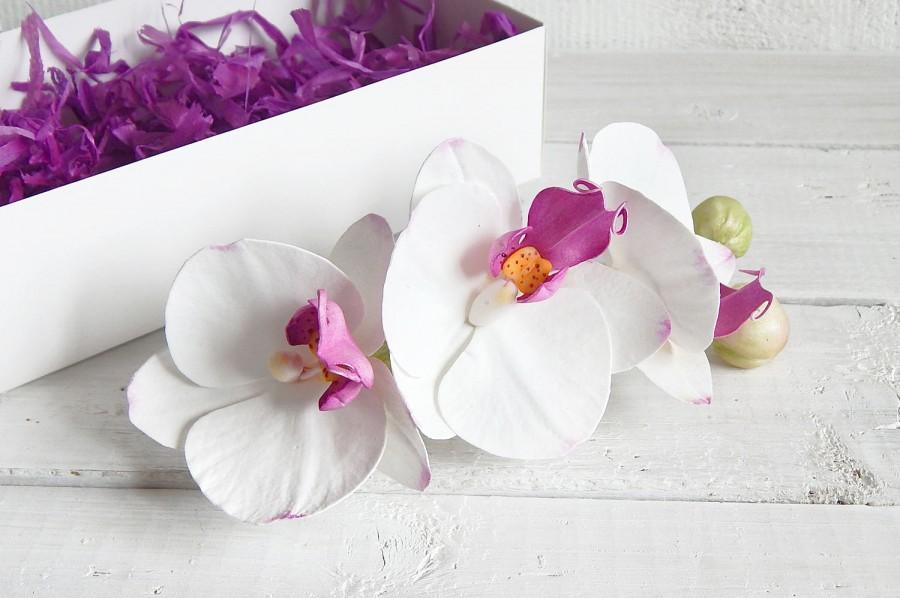 Hochzeit - Orchid hair clip, Bridesmaid gift, Floral hair clip, Floral headpiece, Flower accessory, Hawaiian hairclip, Orchid hair comb, Beach wedding - $25.00 USD