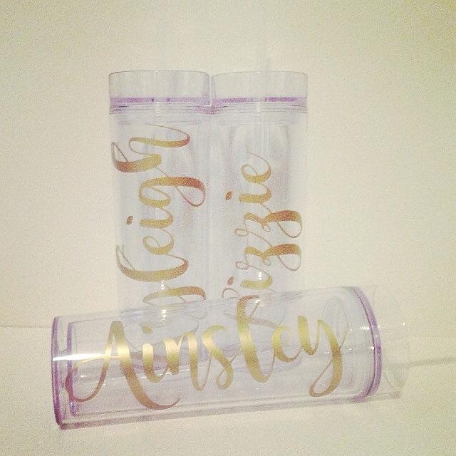 Hochzeit - Skinny Personalized Tumbler-Wedding PartyTumbler-Bridesmaid gift- Party Favors Acrylic Tall Tumblers- Bridesmaid Tumbler - Custom Tumbler