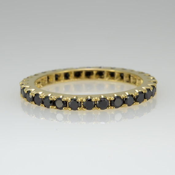 Hochzeit - Eternity ring - Black diamond ring - Promise ring - Wedding band - Eternity band - April's birthstone, Rose gold ring, Anniversary ring, 14k