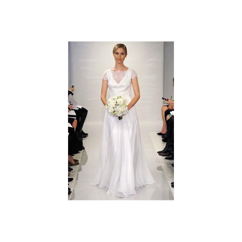 Wedding - Theia FW14 Dress 5 - Fall 2014 Fit and Flare Theia White V-Neck Full Length - Nonmiss One Wedding Store