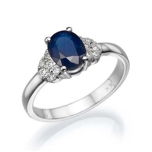 Hochzeit - Blue Sapphire Diamond Engagement Ring -White Gold Ring-Sapphire  Engagement Ring -Anniversary present-promised ring-blue stone-Sapphire ring