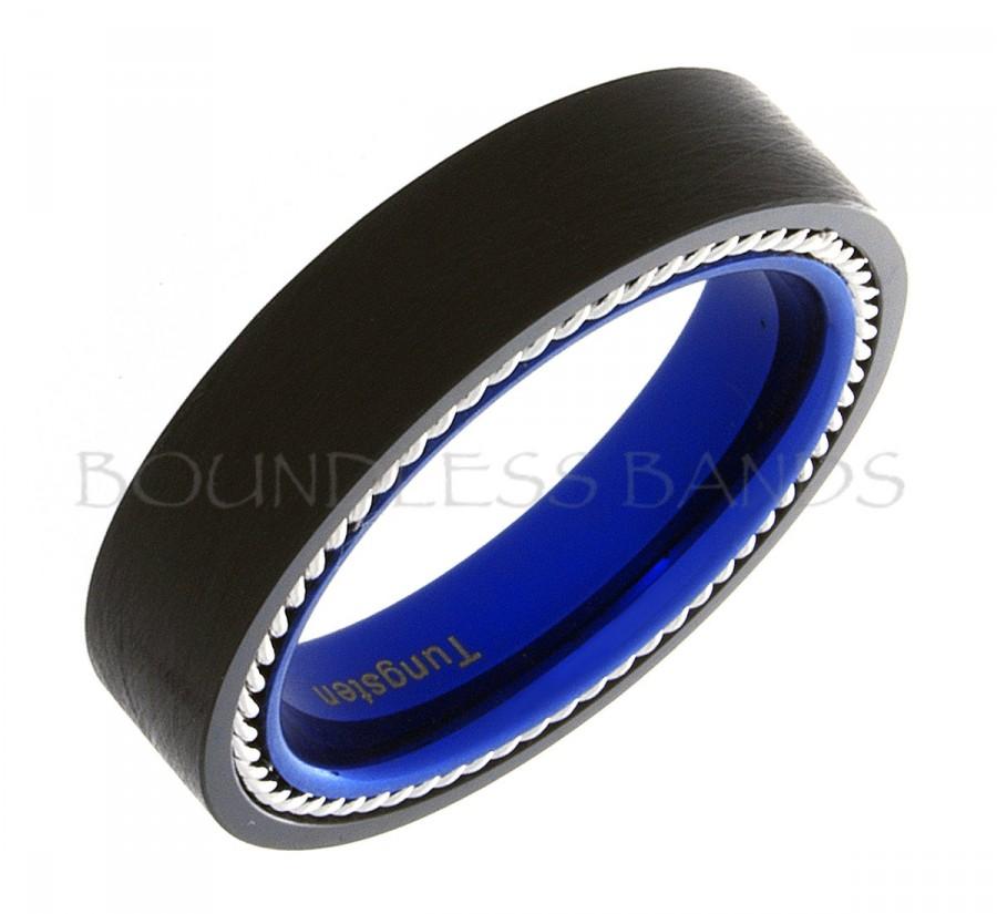 زفاف - Tungsten Ring Tungsten Wedding Ring Mens Wedding Ring Promise Anniversary Engagement Comfort Fit Flat 6mm Black And Rose Tungsten Ring Rings