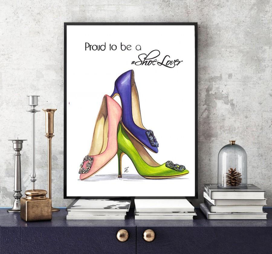 Wedding - Shoe illustration, Manolo Blahnik art, Manolo Blahnik shoes, Shoe print, shoes illustration, fashion illustration, fashion poster
