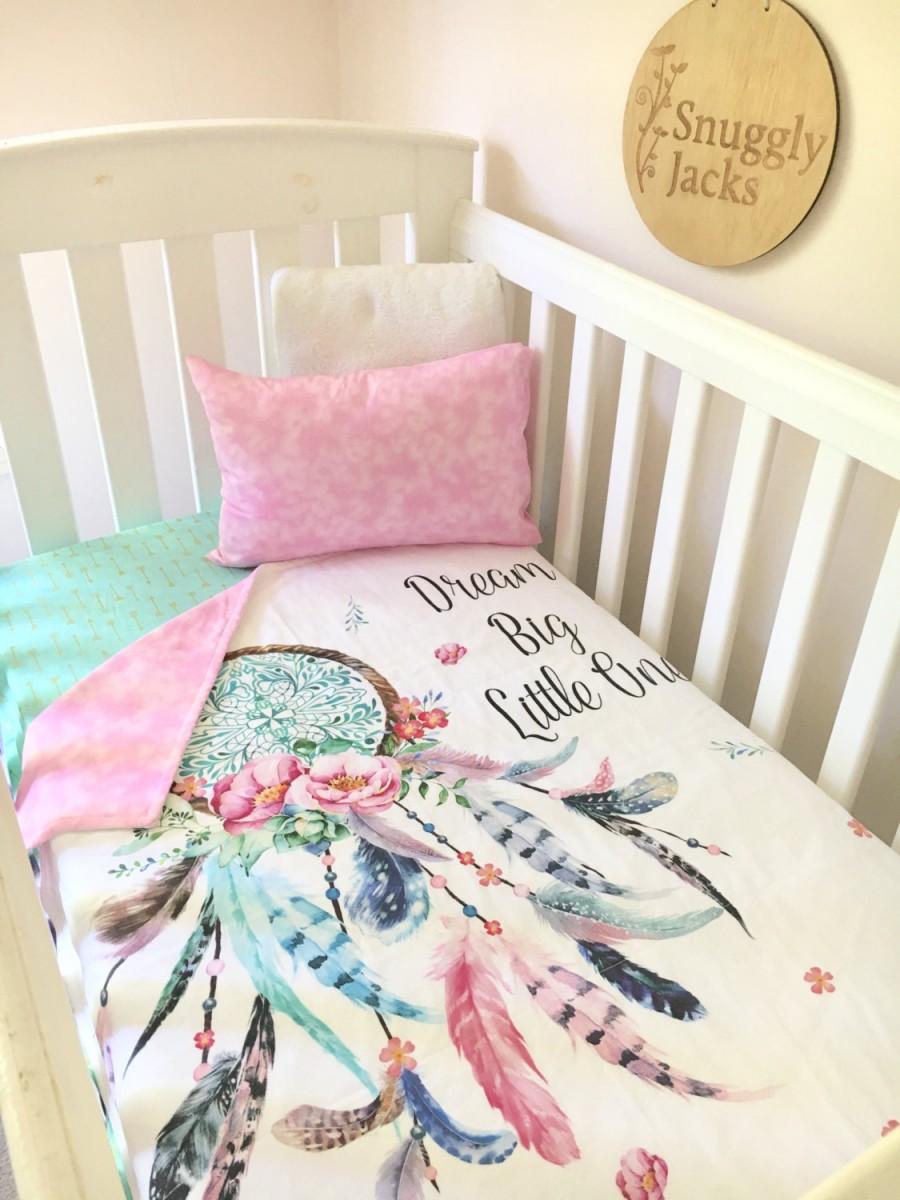 Свадьба - Baby Cot / Crib Quilt Blanket Dreamcatcher Baby Girl